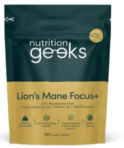 Lion’s Mane Supplement 4000mg with Vitamin B1 & Black Pepper – 180 Vegan Tablets: Your Natural Brain Boost